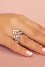 By Chance By Chance Ring Stretch Silver Plating w Triple V Design