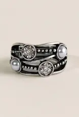 By Chance BC CZ & Pearl Accented Stretch Ring Silver