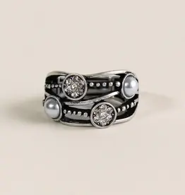 By Chance BC CZ & Pearl Accented Stretch Ring Silver
