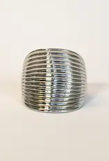 By Chance BC Ribbed Design Silver Stretch Ring Silver