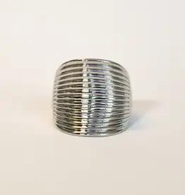 By Chance BC Ribbed Design Silver Stretch Ring Silver