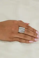 By Chance BC Ribbed Design Silver Stretch Ring Silver