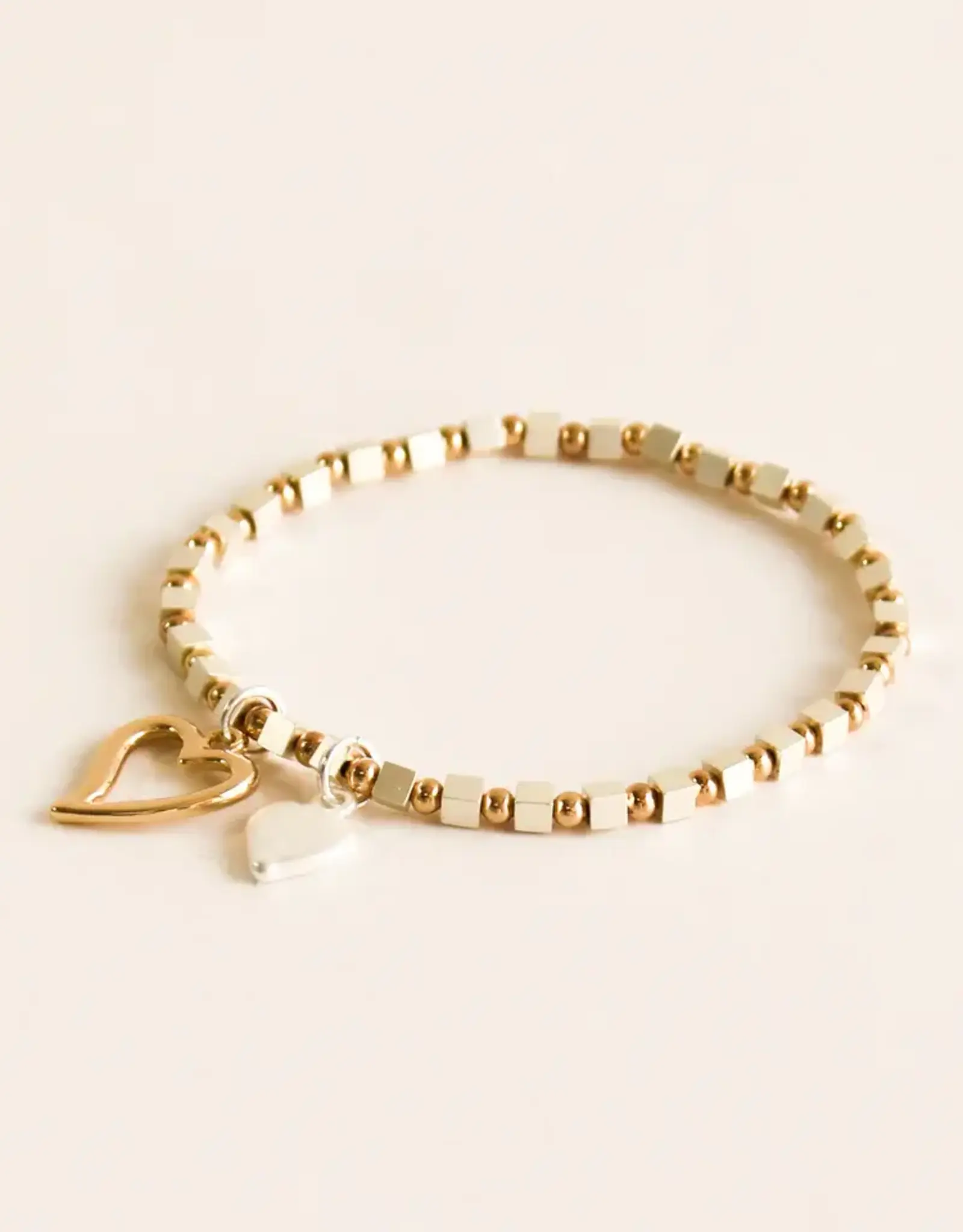 By Chance BC Stretch Bracelet Doble Heart Charm