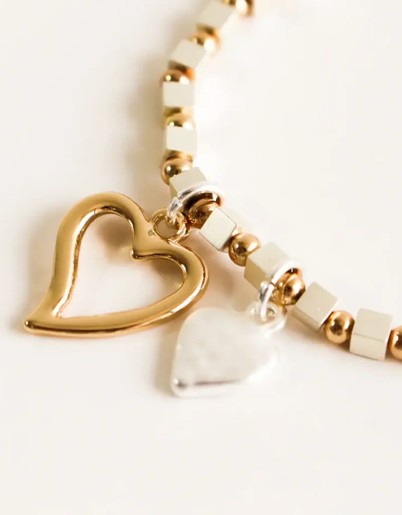 By Chance BC Stretch Bracelet Doble Heart Charm