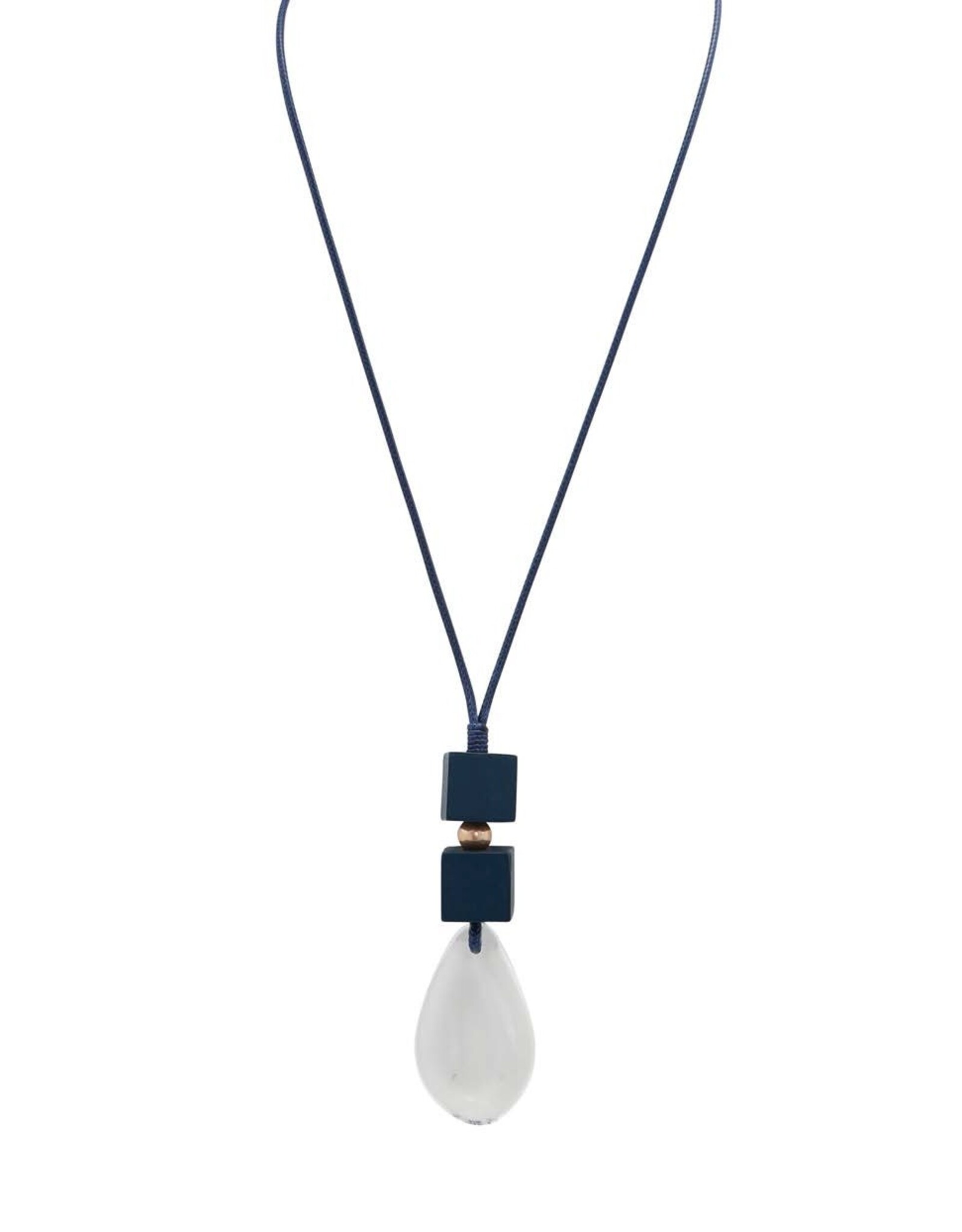 Merx Inc. Merx Clear Resin and Navy Pendant Necklace