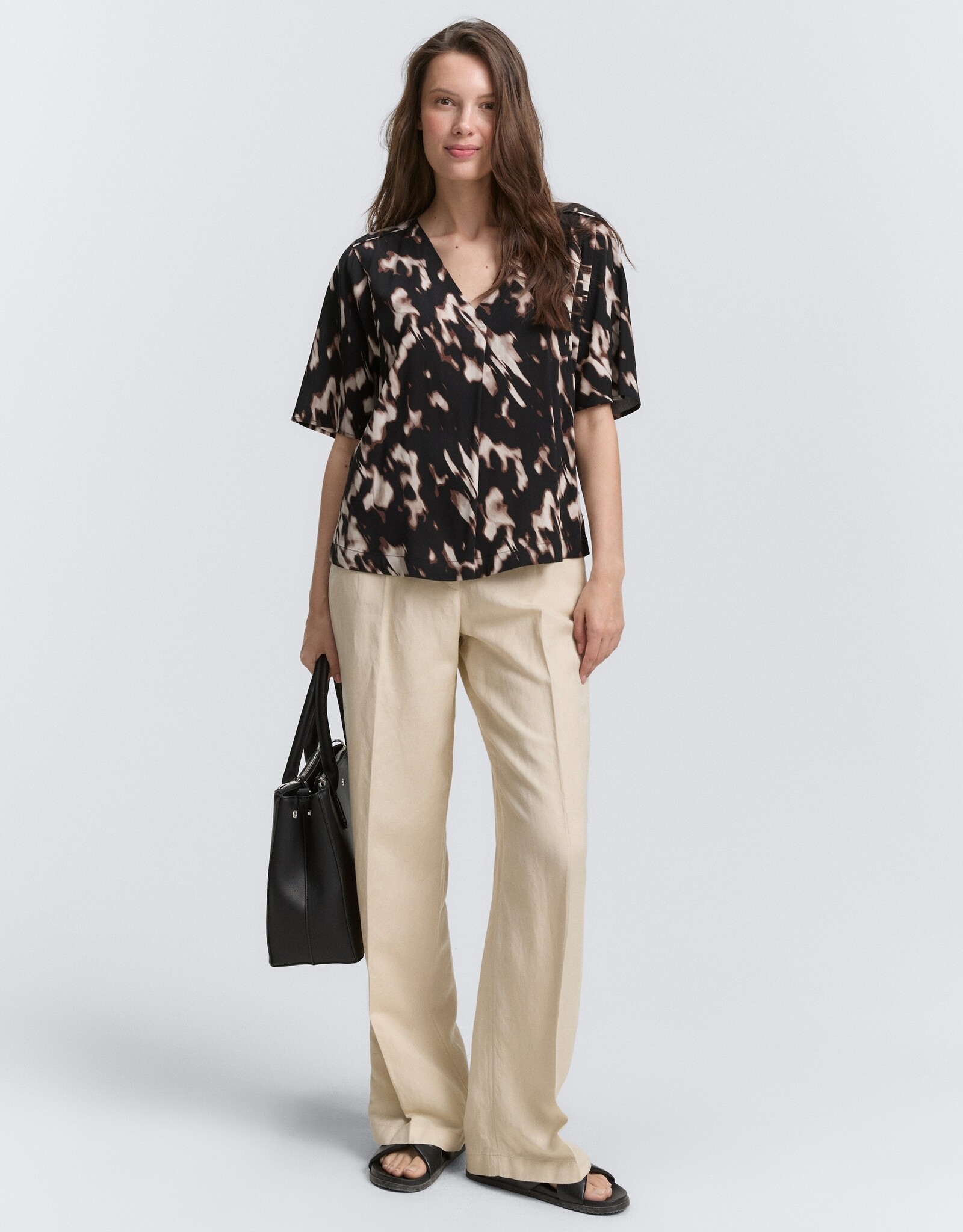 Tom Tailor Blurred Animal Print V-Neck S/S Blouse