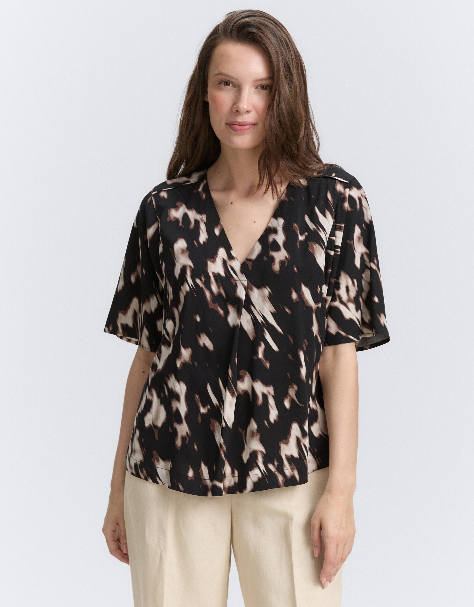 Tom Tailor Blurred Animal Print V-Neck S/S Blouse