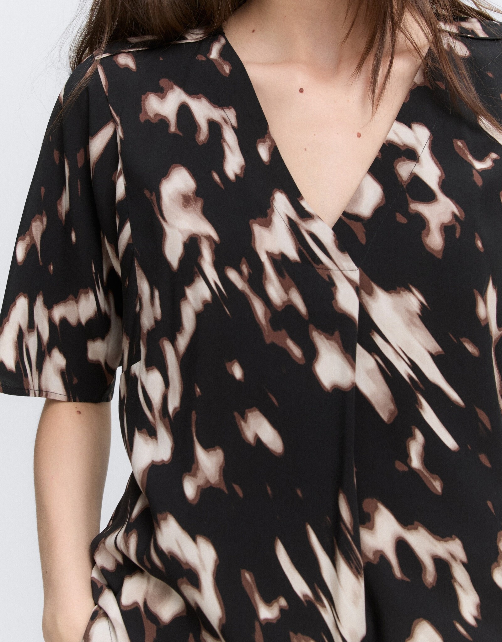 Tom Tailor Blurred Animal Print V-Neck S/S Blouse