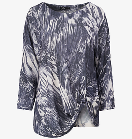 M Made in Italy M Twisted Front Hemline LS Top