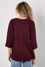 Apricot Waffle Knit Batwing Top