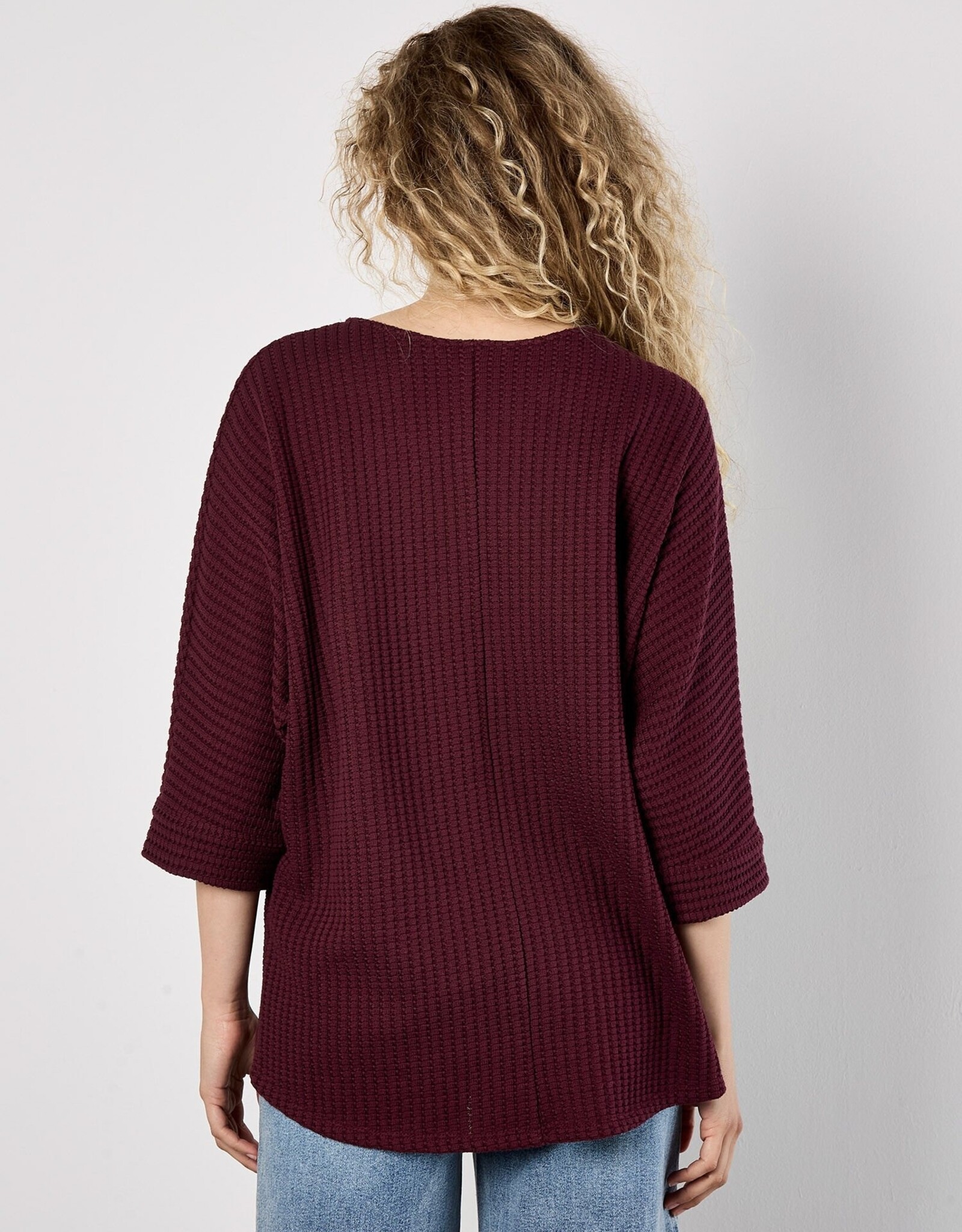 Apricot Waffle Knit Batwing Top
