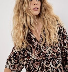 Apricot Open Collar Ikat Boxy Shirt