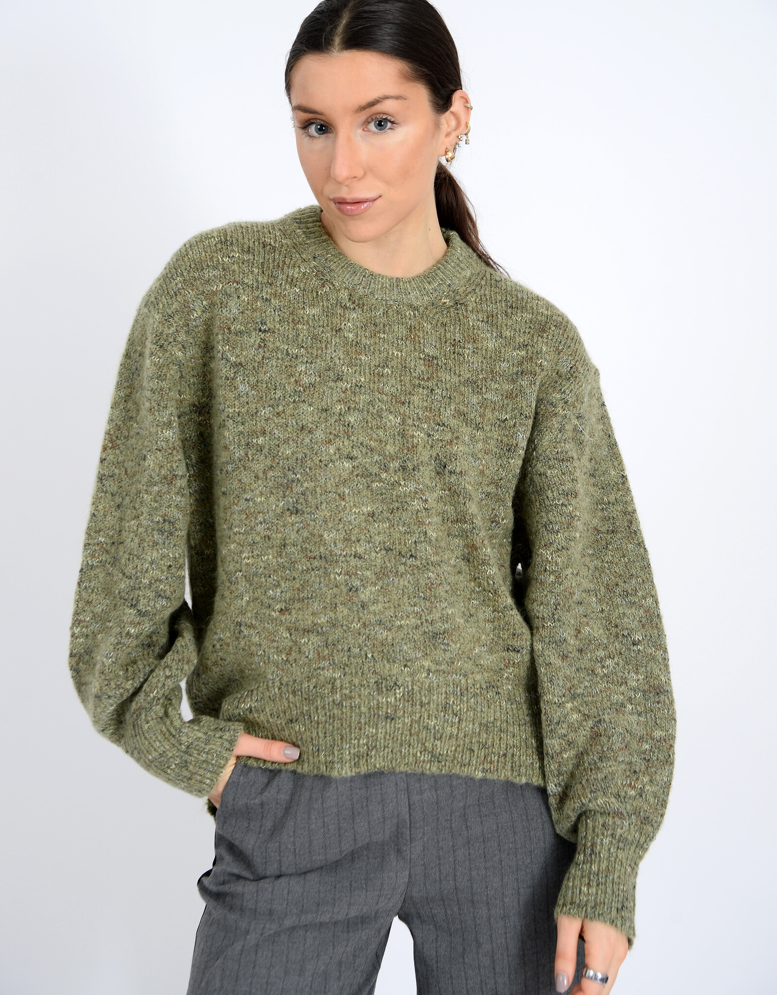 RD Style Unni L/S Speckled Knit Crew Nk Sweater