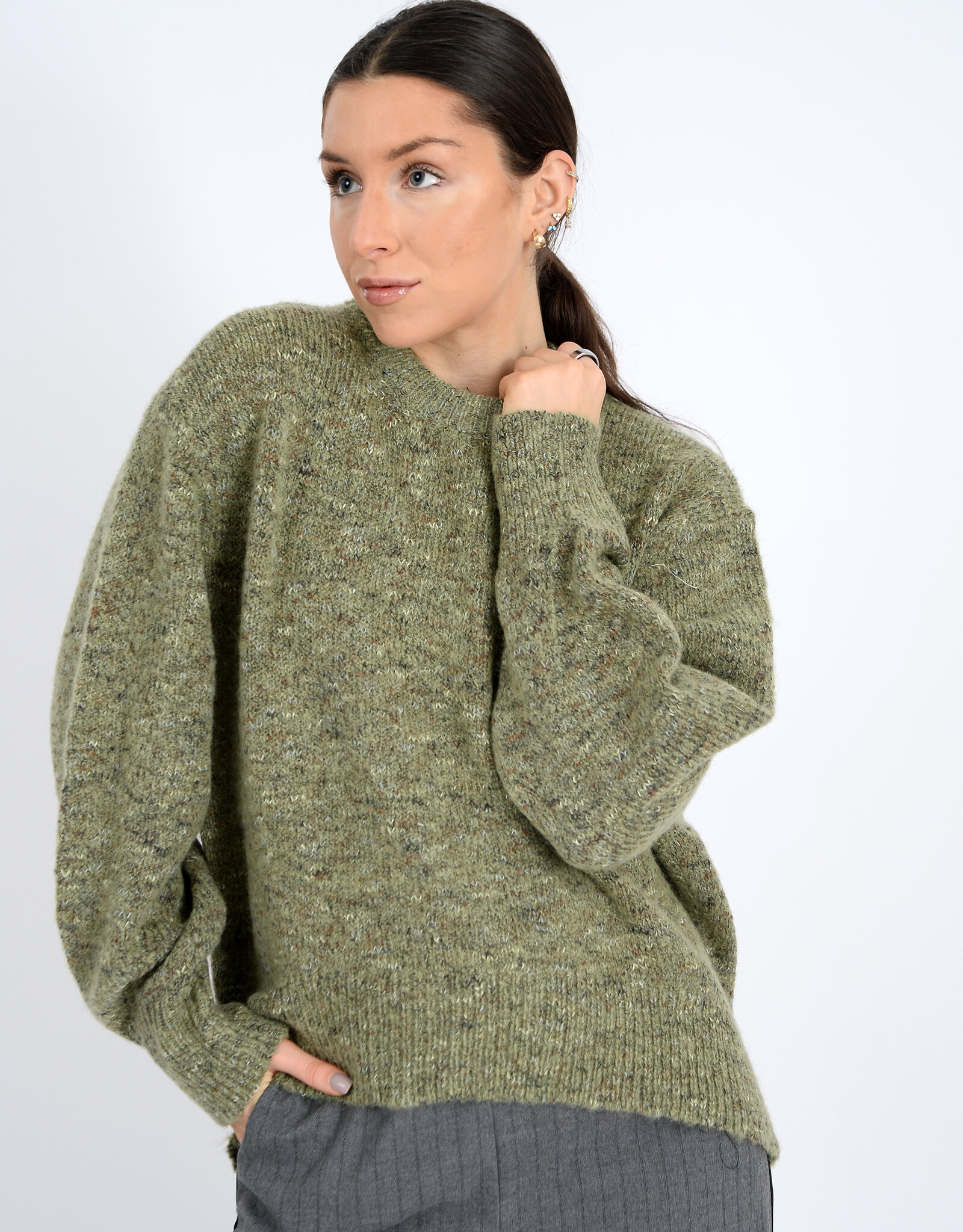 RD Style Unni L/S Speckled Knit Crew Nk Sweater