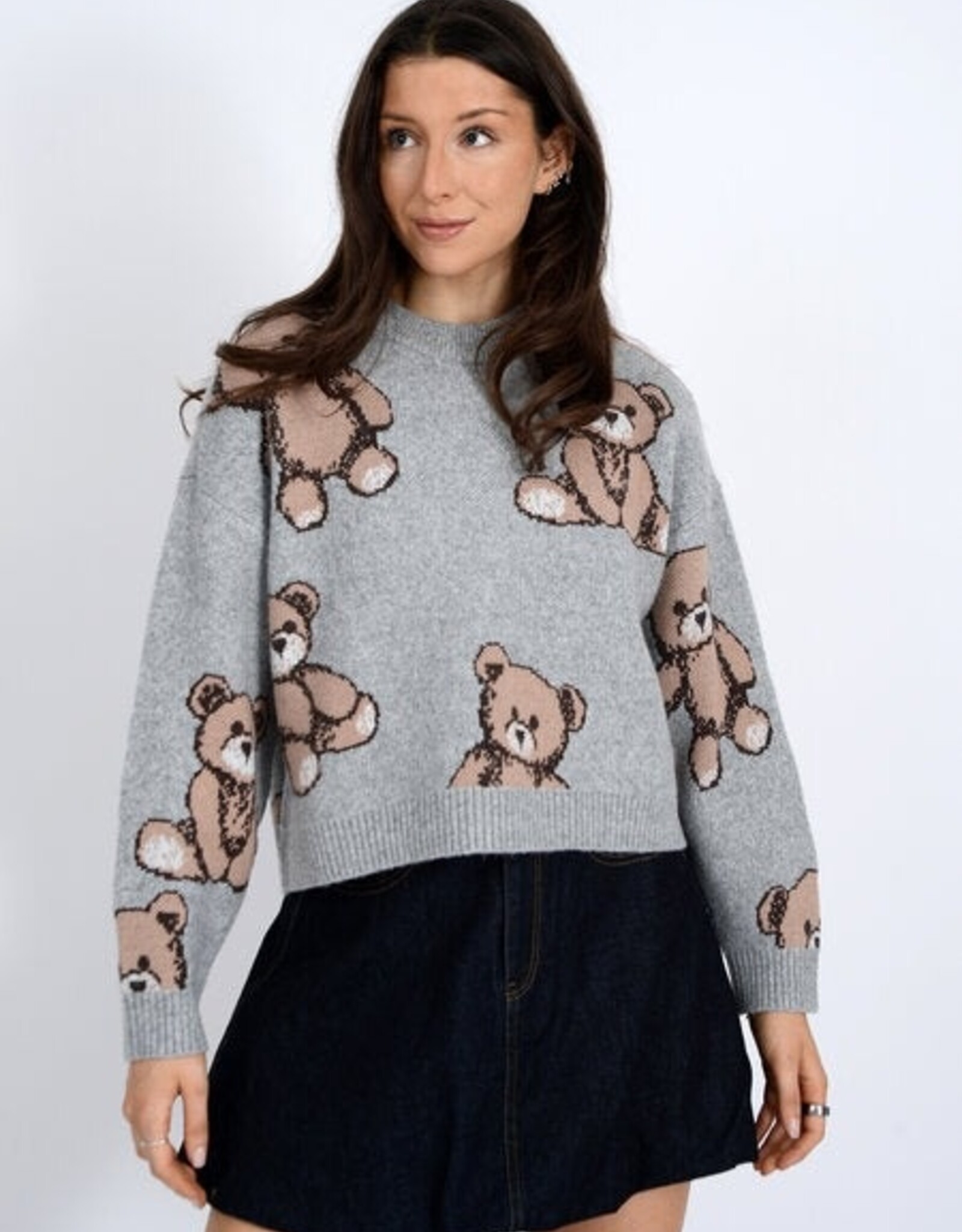 RD Style Annarosa Teddy Bear Print Pullover