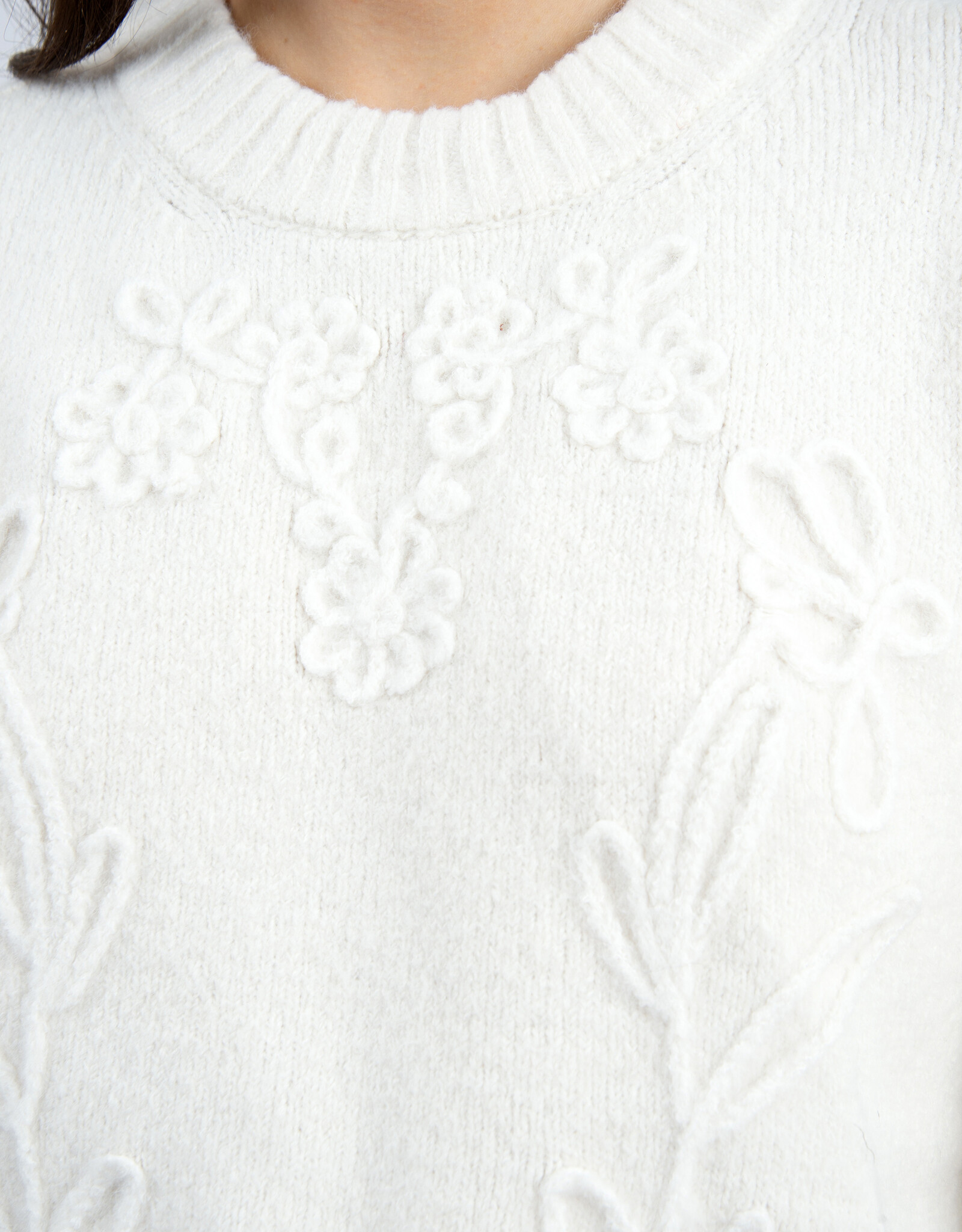 RD Style Rhiana L/S Floral Detail Crew Nk Pullover