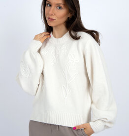 RD Style Rhiana L/S Floral Detail Crew Nk Pullover