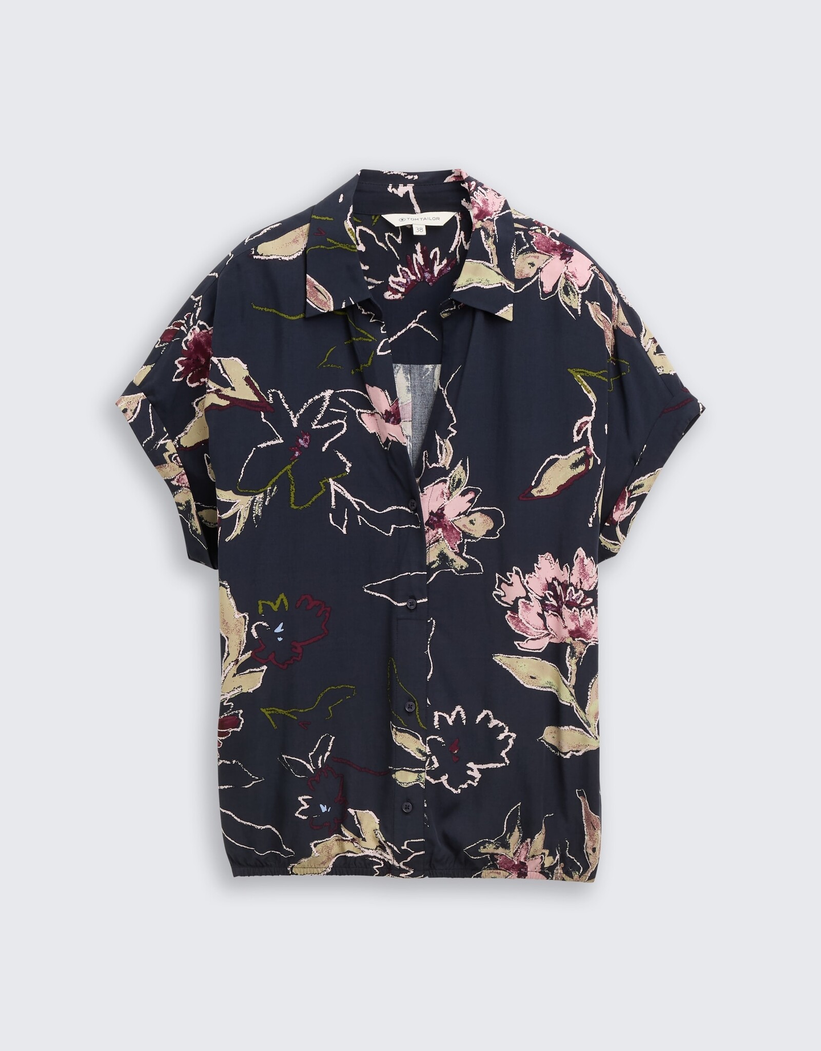 Tom Tailor S/S Blouse w Floral Pattern Elastic Hem