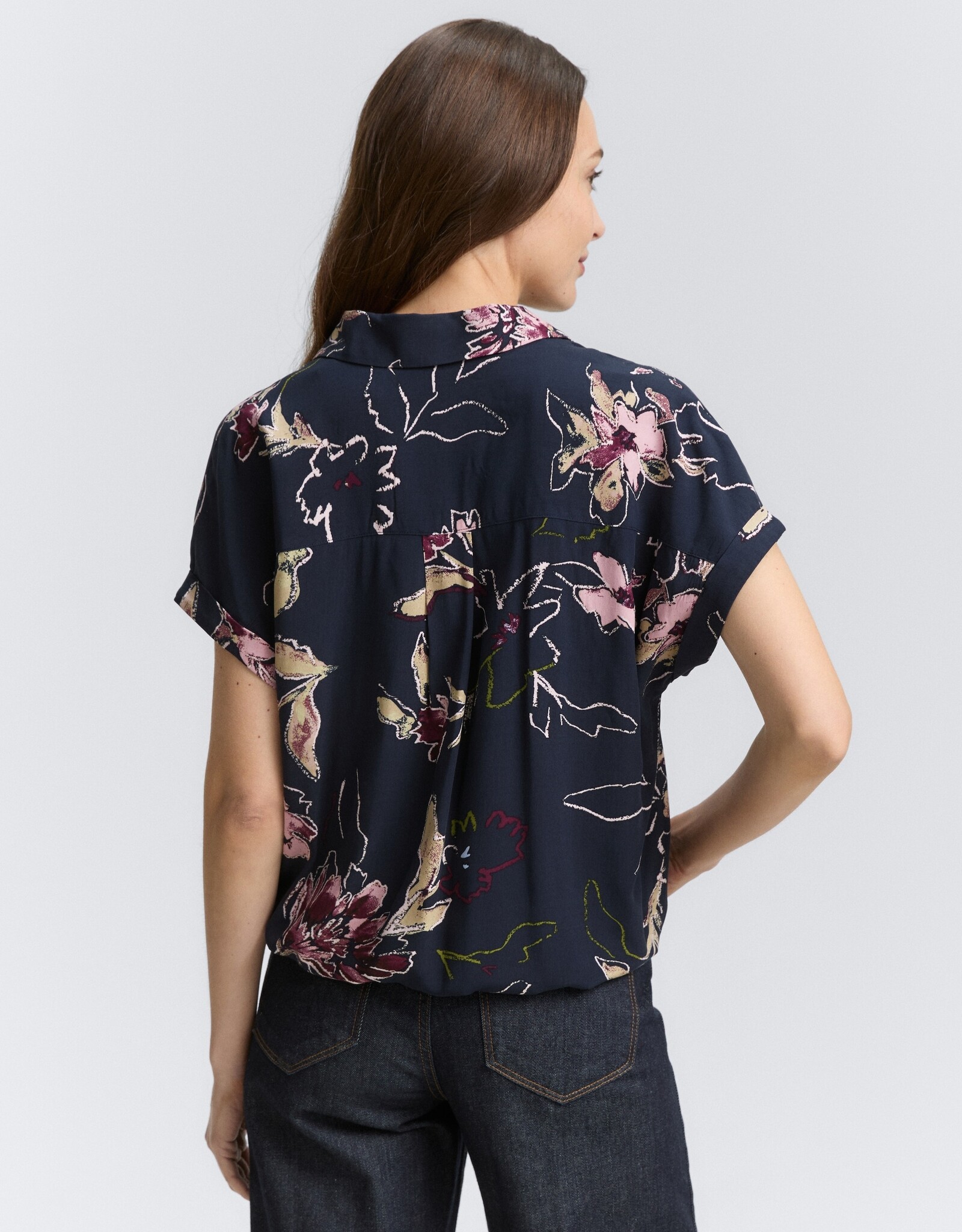 Tom Tailor S/S Blouse w Floral Pattern Elastic Hem