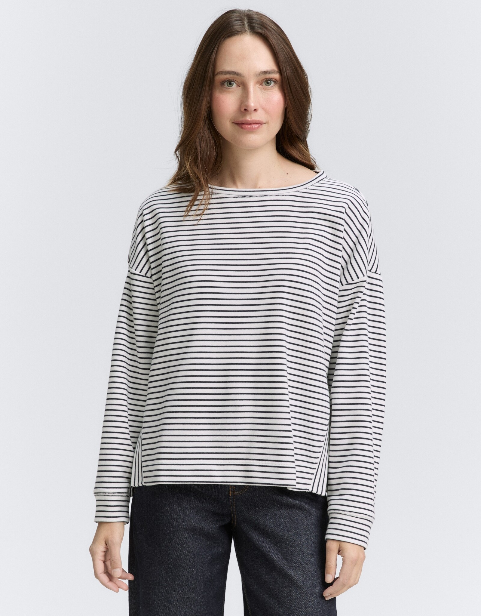 Tom Tailor Boat Neck Striped Sweatershirt
