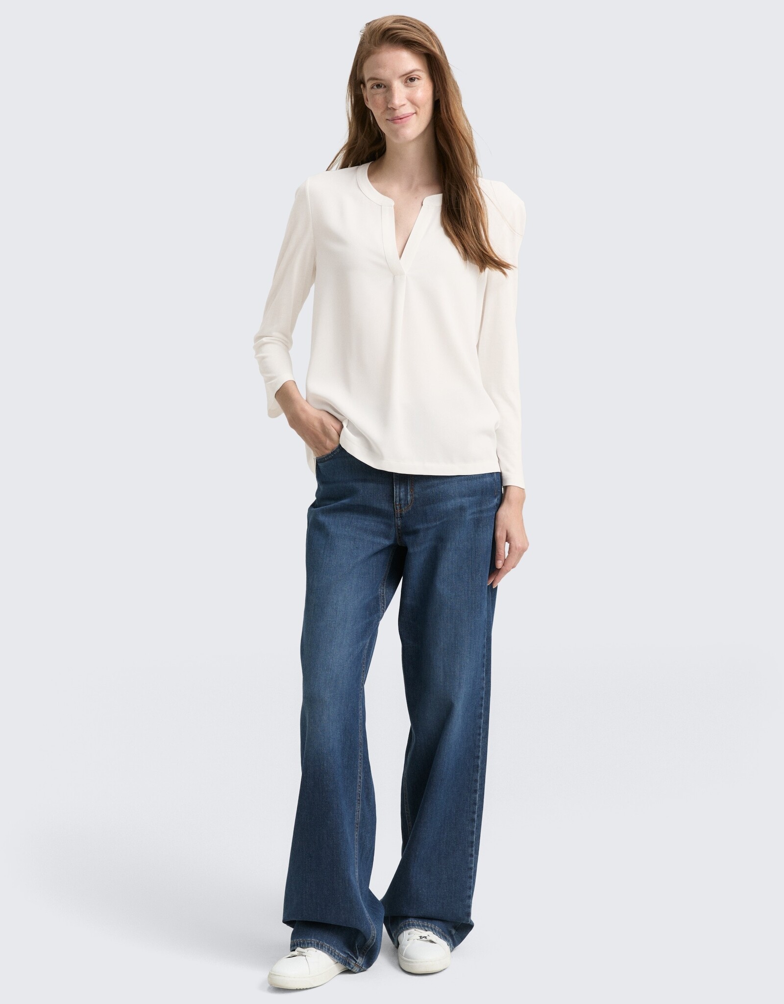 Tom Tailor Henley Mix Fabric Blouse