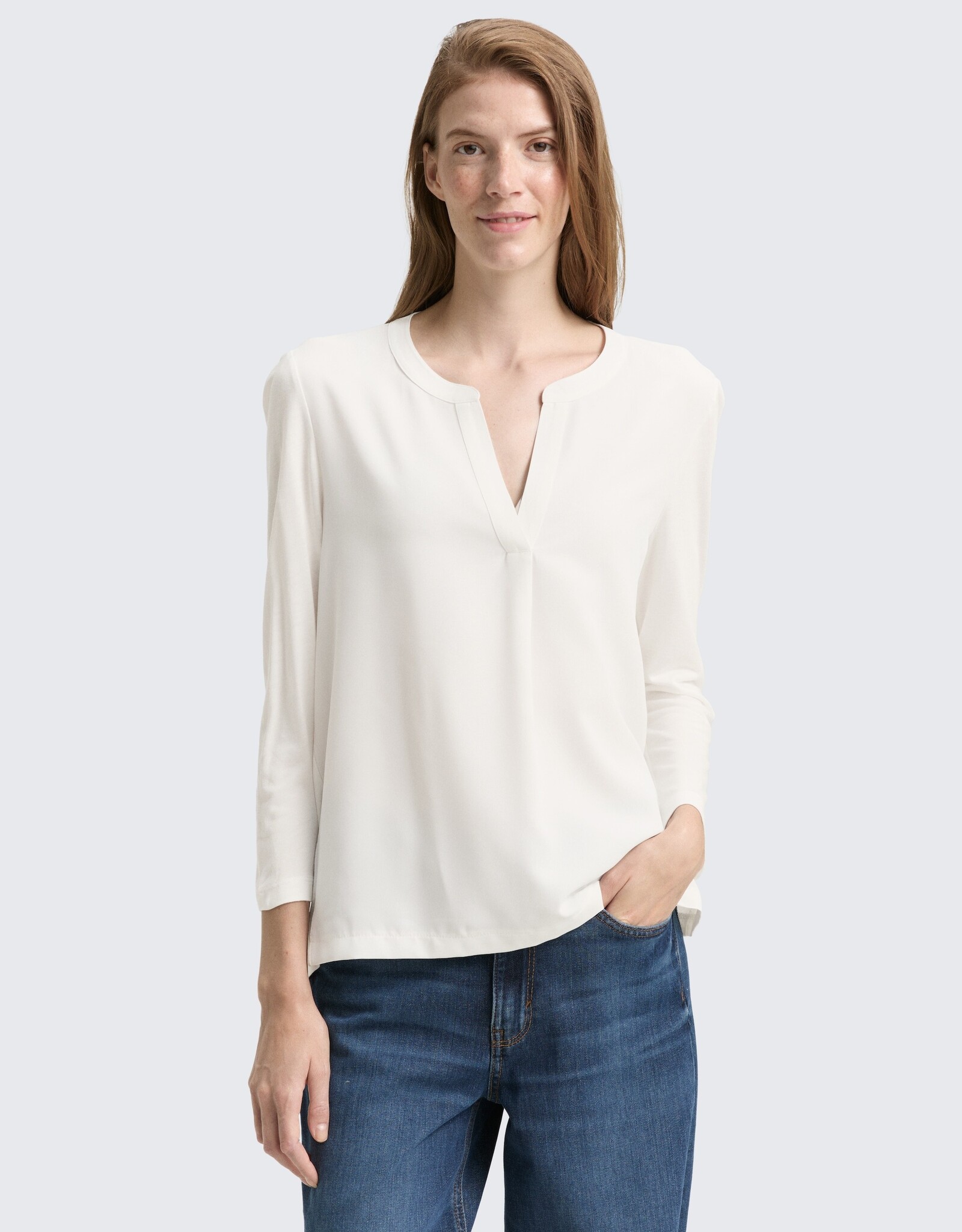 Tom Tailor Henley Mix Fabric Blouse