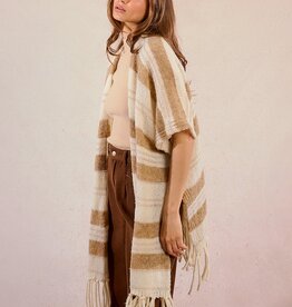 Molly Bracken Striped Knit Poncho