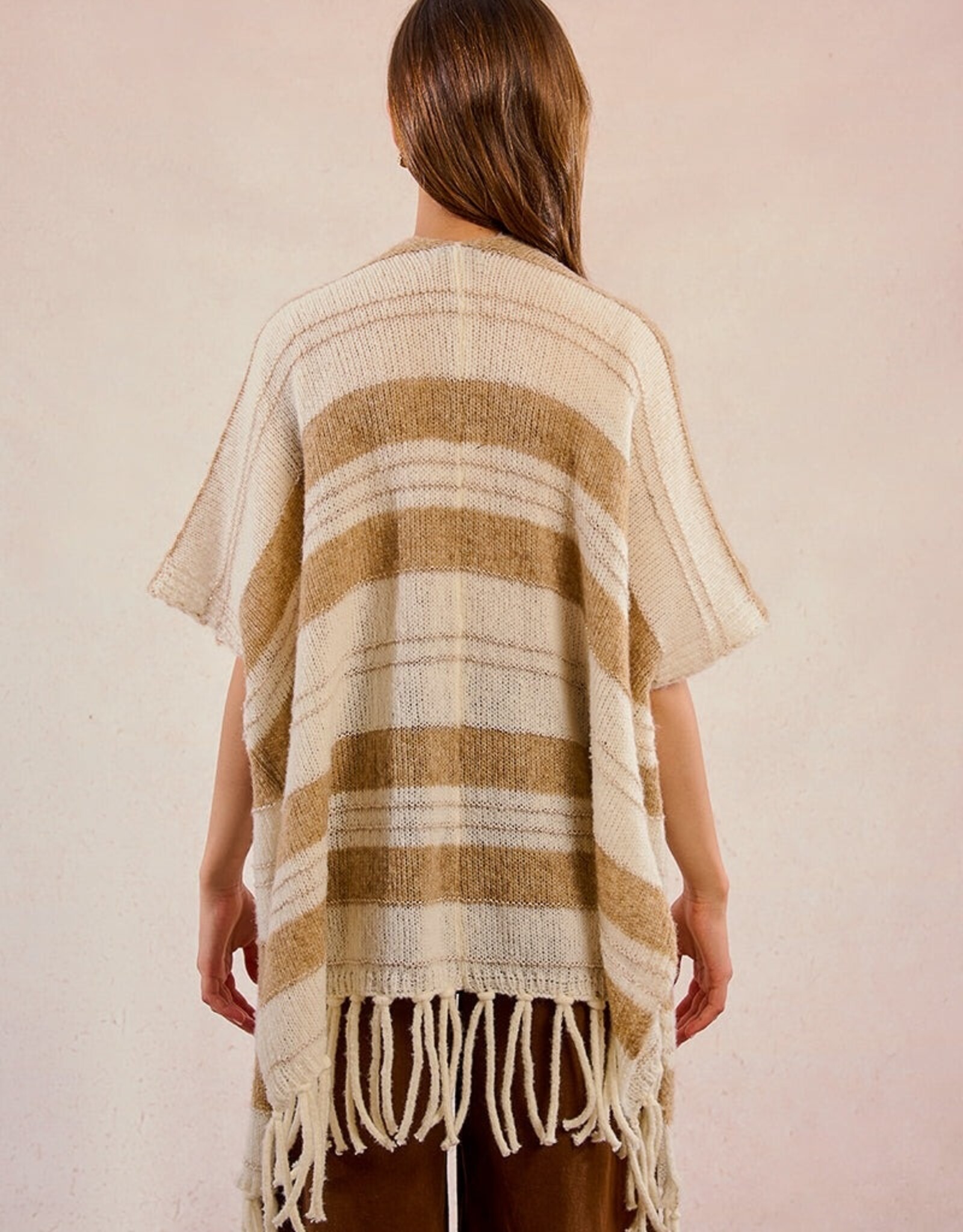 Molly Bracken Striped Knit Poncho