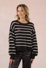 Molly Bracken Striped L/S Heart Detail Pullover