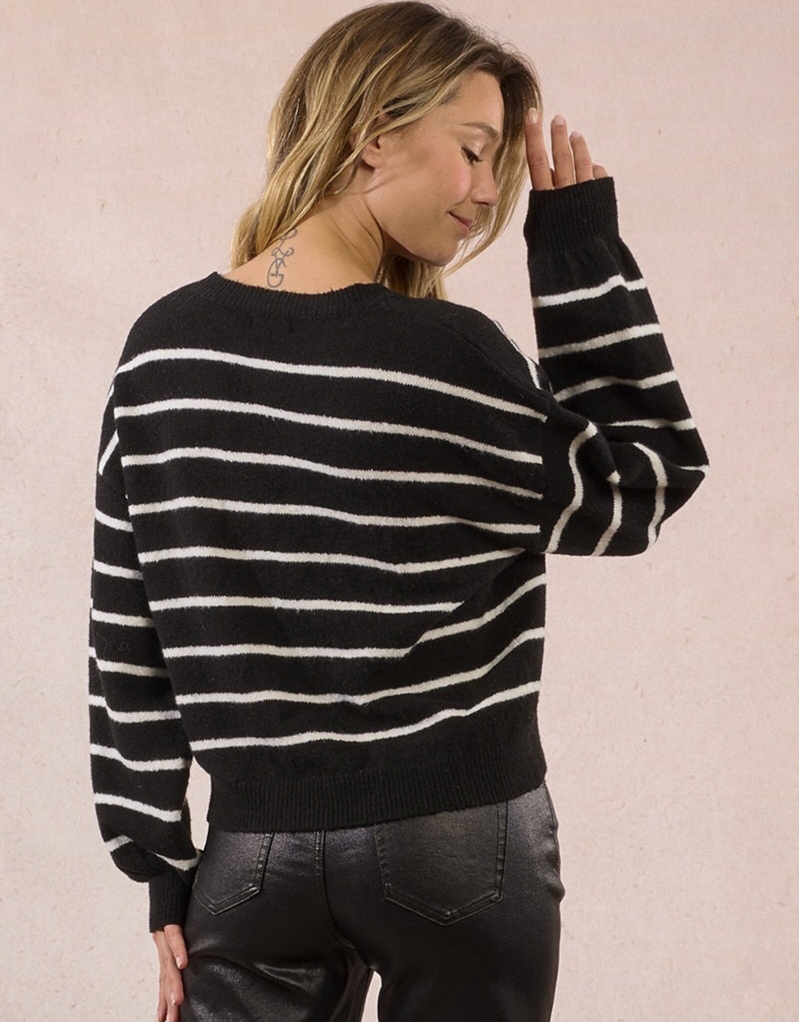 Molly Bracken Striped L/S Heart Detail Pullover