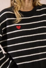 Molly Bracken Striped L/S Heart Detail Pullover