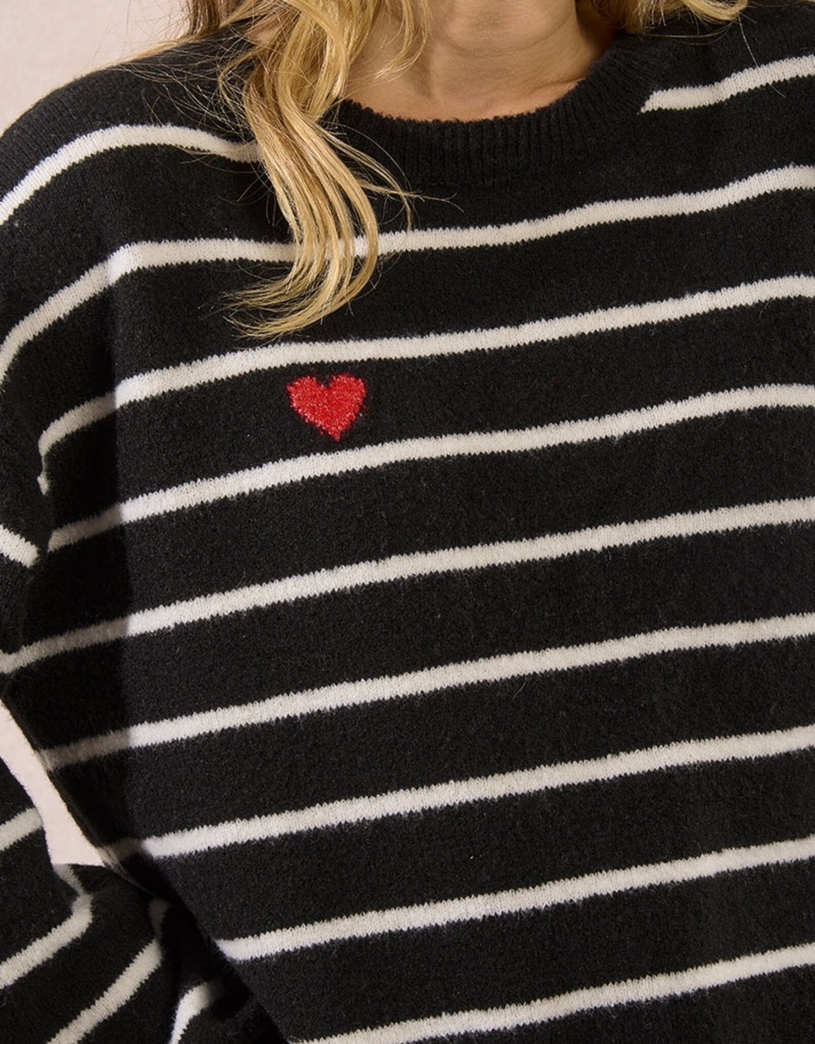 Molly Bracken Striped L/S Heart Detail Pullover