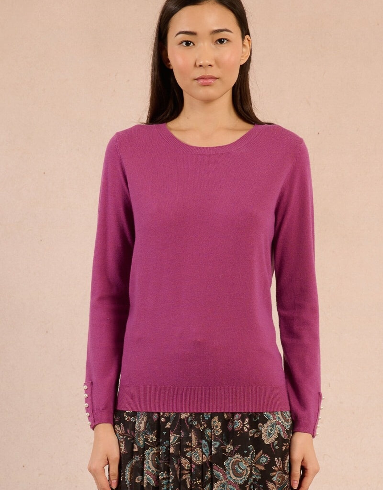 Molly Bracken Pearl Trim Knit Top