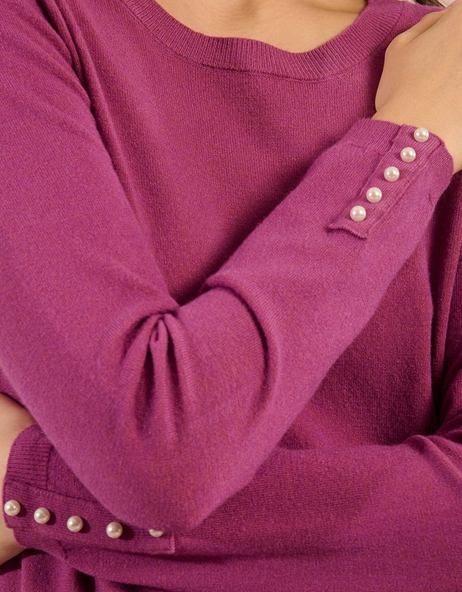 Molly Bracken Pearl Trim Knit Top