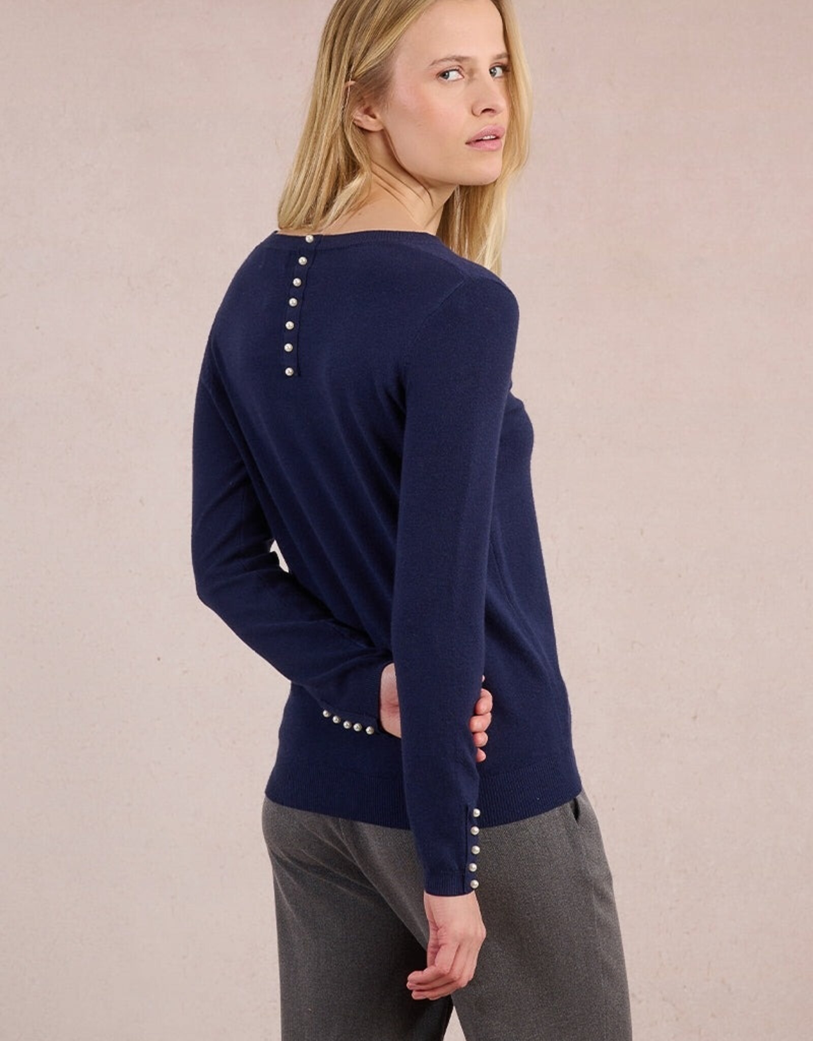 Molly Bracken Pearl Trim Knit Top