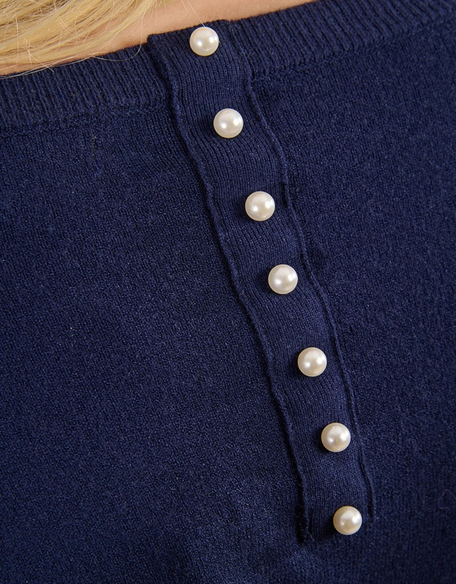 Molly Bracken Pearl Trim Knit Top