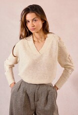 Molly Bracken V-Nk Lace Sleeve Sweater