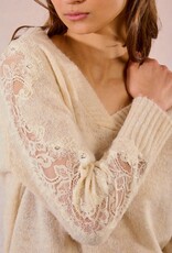 Molly Bracken V-Nk Lace Sleeve Sweater