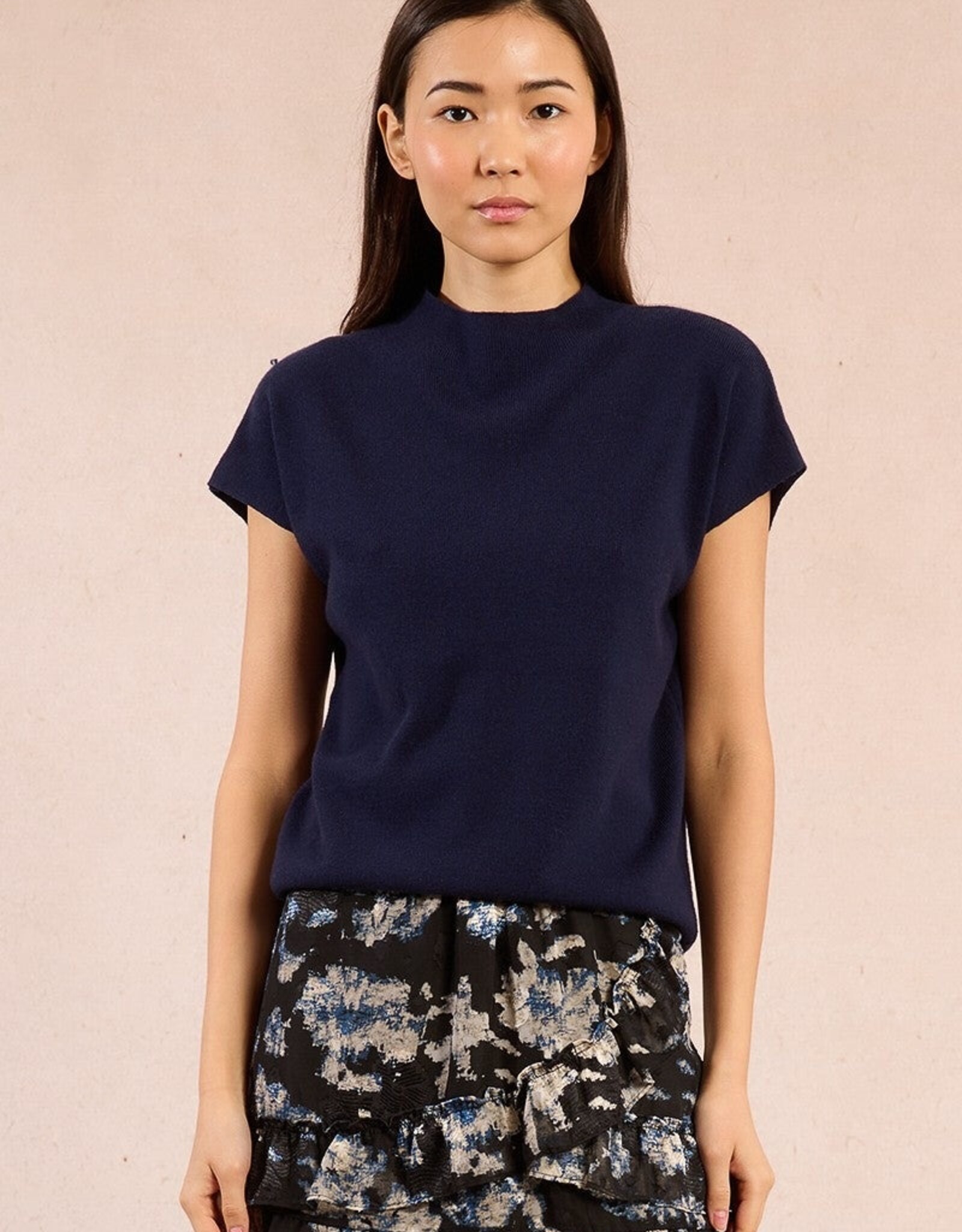 Molly Bracken MockNk Cap Sleeve Knit Top