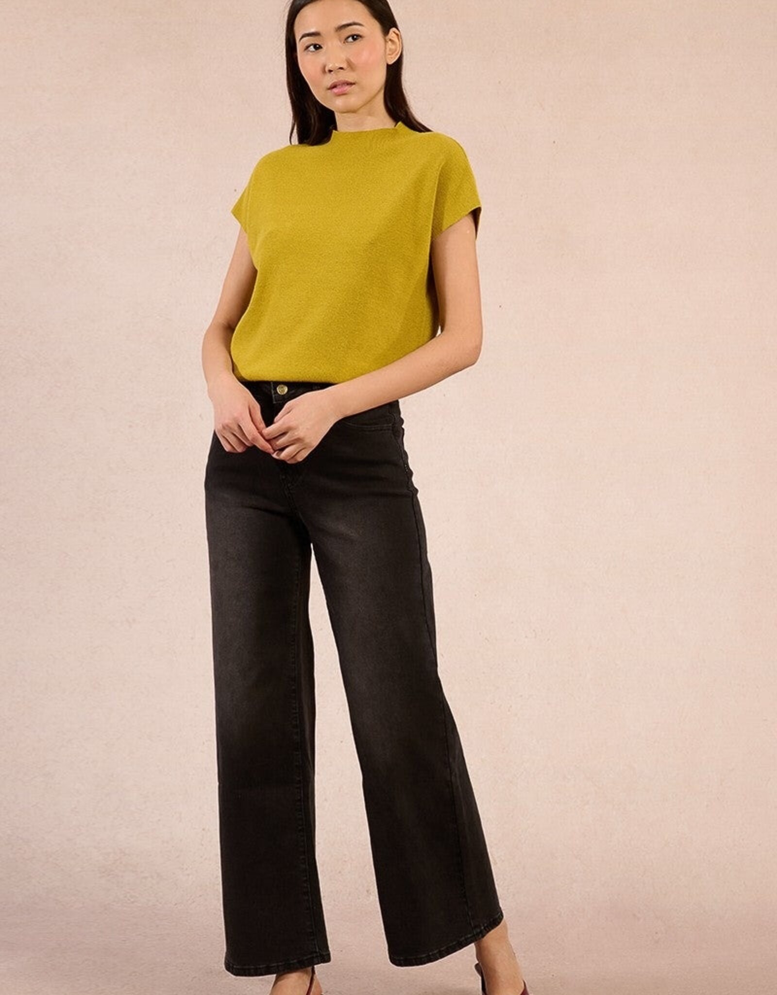 Molly Bracken MockNk Cap Sleeve Knit Top