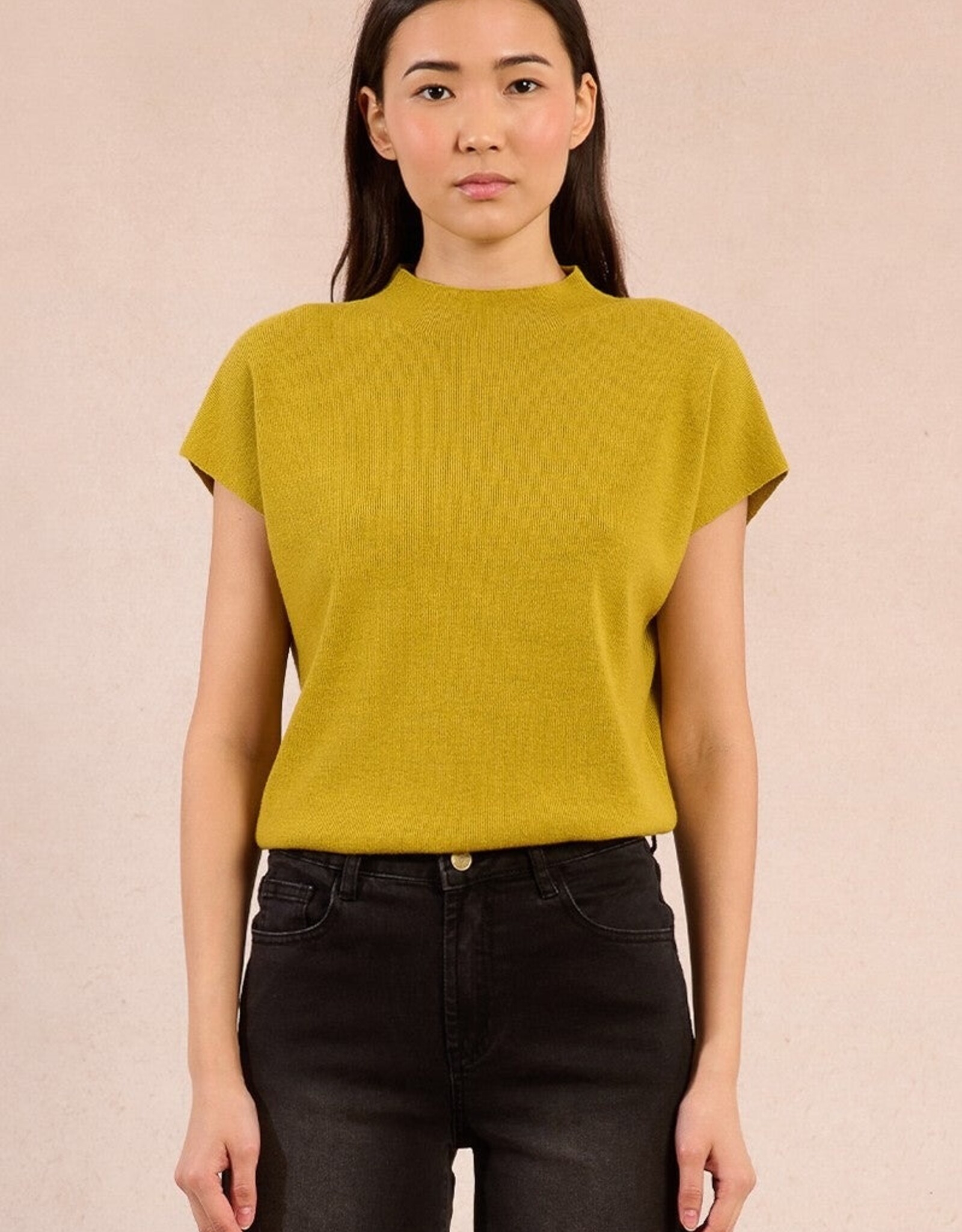 Molly Bracken MockNk Cap Sleeve Knit Top
