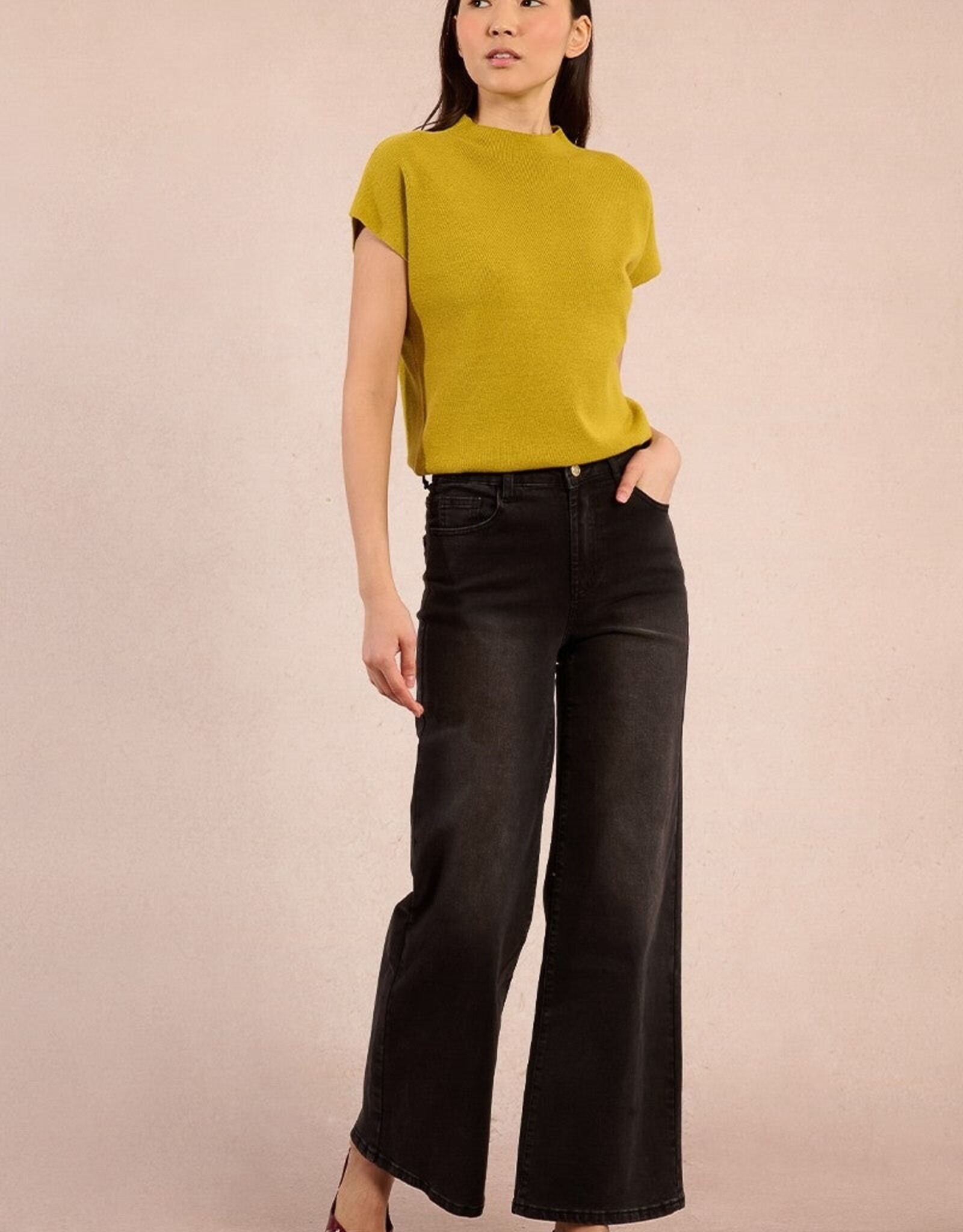 Molly Bracken MockNk Cap Sleeve Knit Top