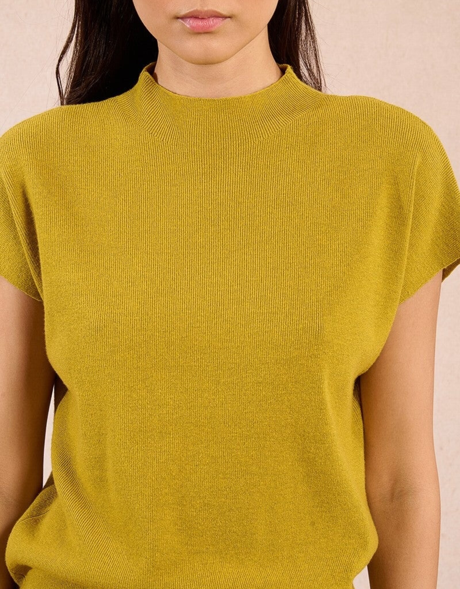 Molly Bracken MockNk Cap Sleeve Knit Top