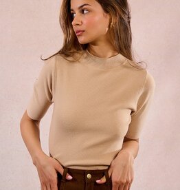 Molly Bracken Mock Nk S/S Knit Top