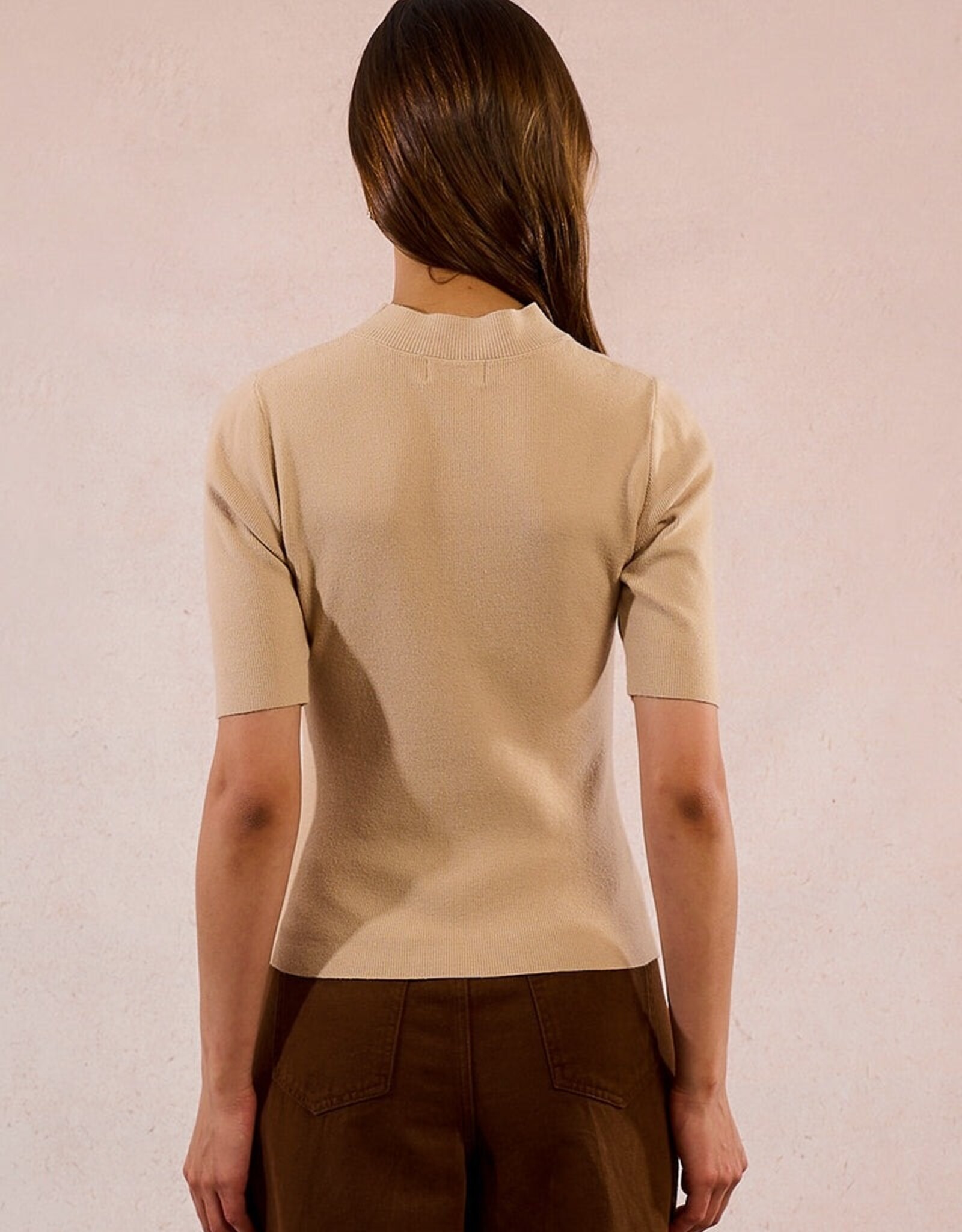 Molly Bracken Mock Nk S/S Knit Top