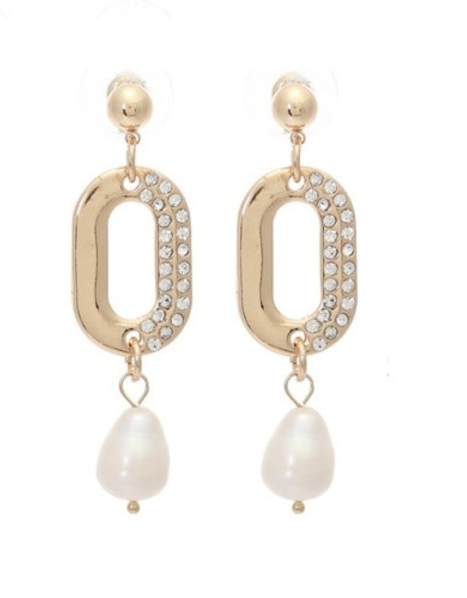 Merx Inc. Merx Oval Disc Drops w Pearl and  Crystal Gold