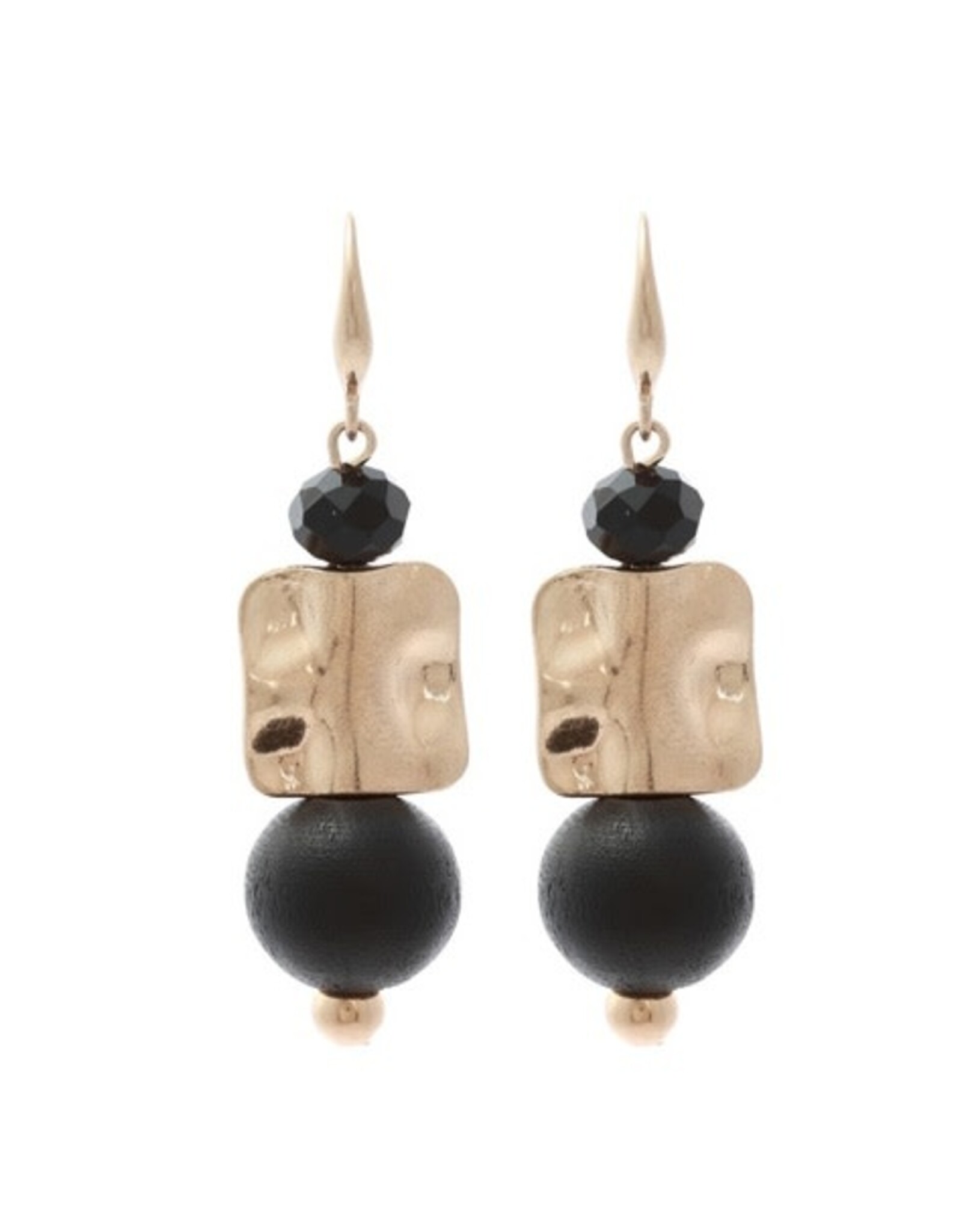 Merx Inc. Merx Matt Gold and Black Bead Earrings