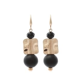 Merx Inc. Merx Matt Gold and Black Bead Earrings