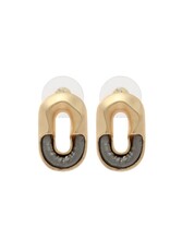 Merx Inc. Merx Oval w Leather Trim Earrings Gold