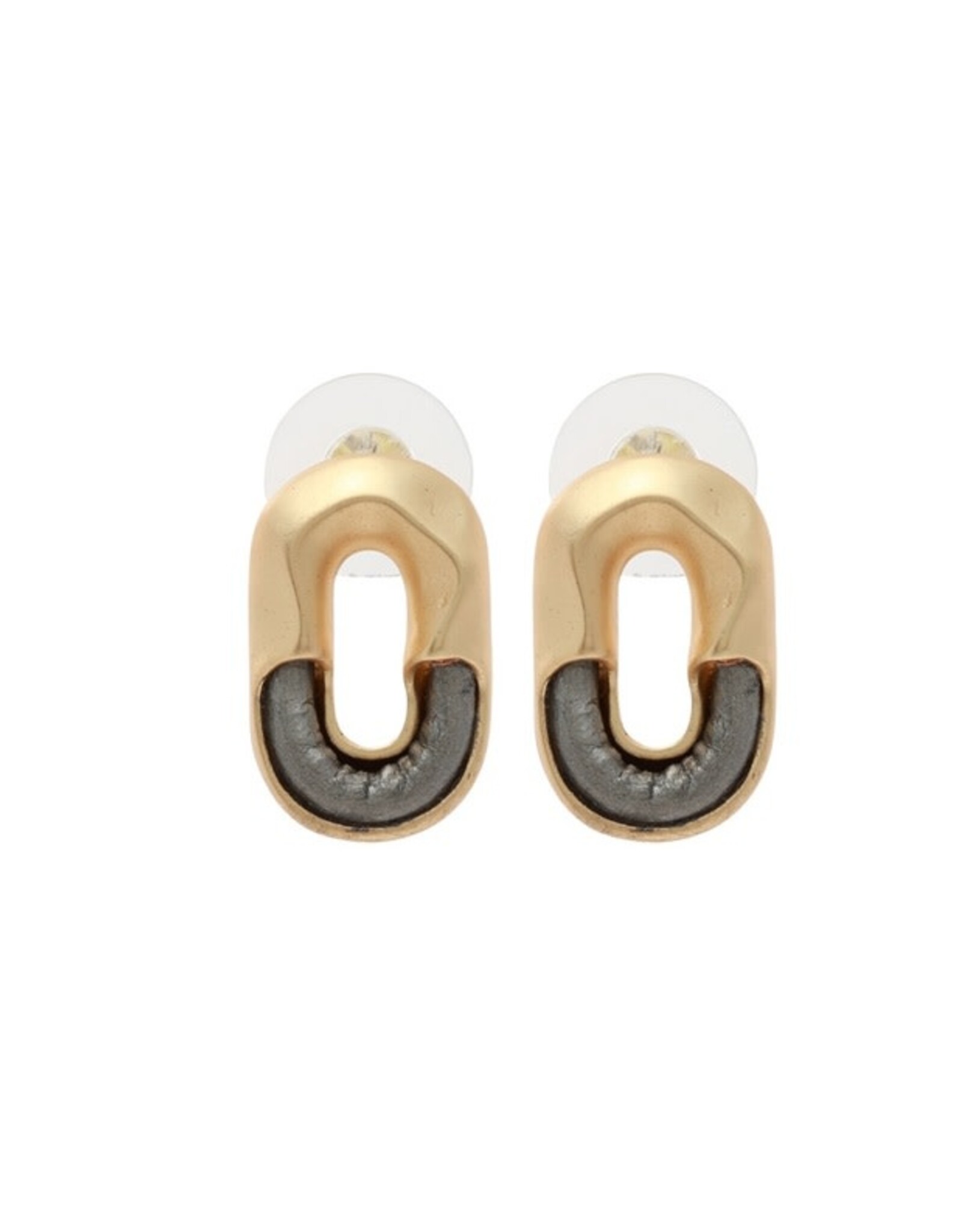 Merx Inc. Merx Oval w Leather Trim Earrings Gold